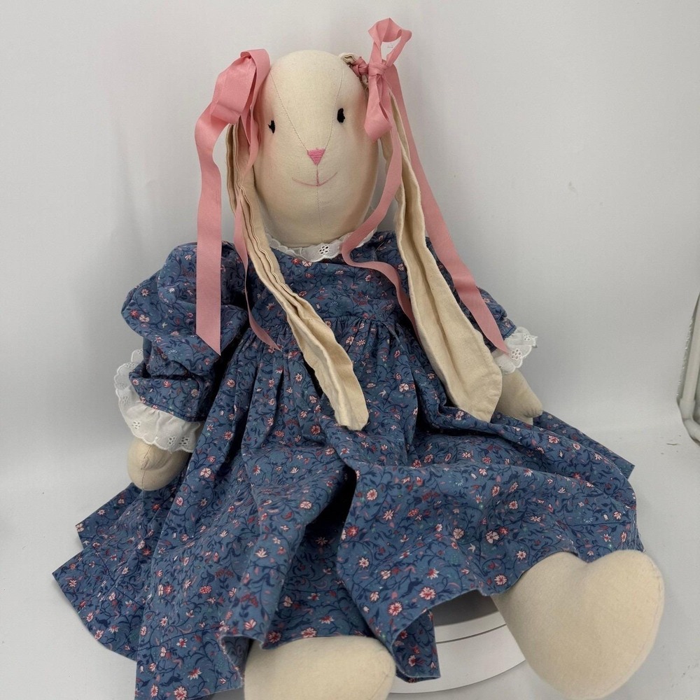 Vintage Handmade Large Bunny in Sweet Dress